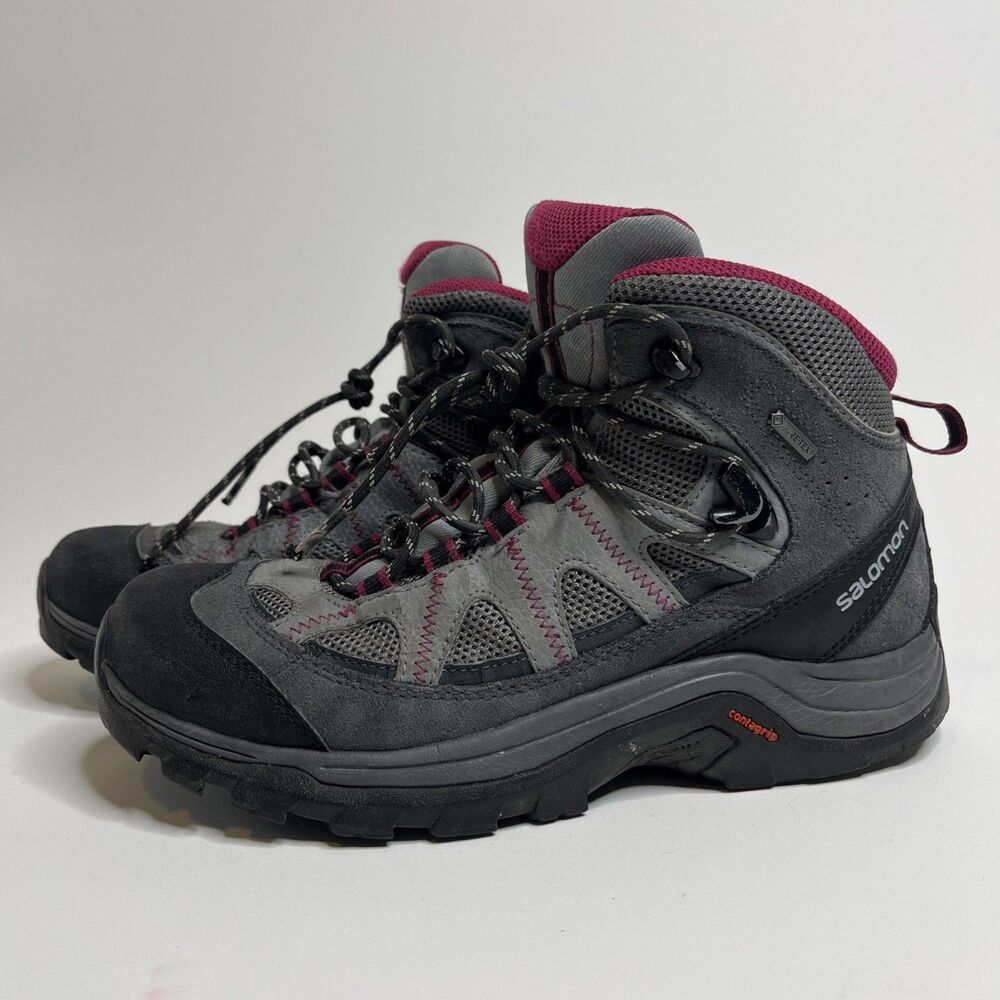 Salomon Authentic LTR GTX Women’s Hiking Boots Gray Pink Waterproof US 7